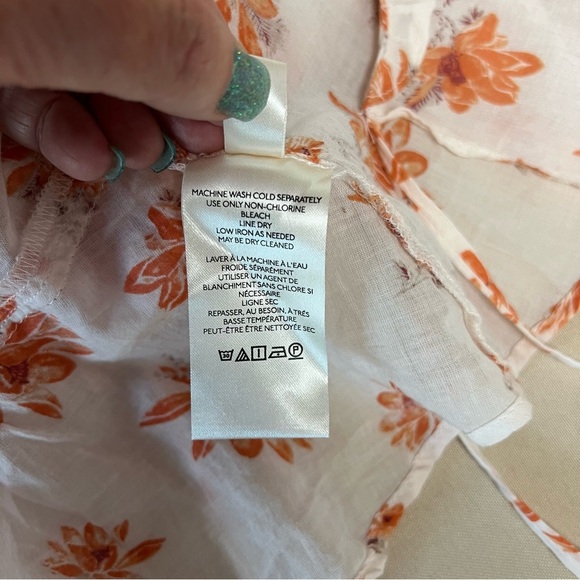 Free People Amanda Cotton Ruffled Wrap Top Ivory Combo Floral Size Medium NWT - Picture 11 of 15